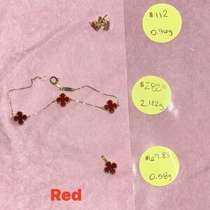 Chic Red Clover Necklace 18K Dubai Gold